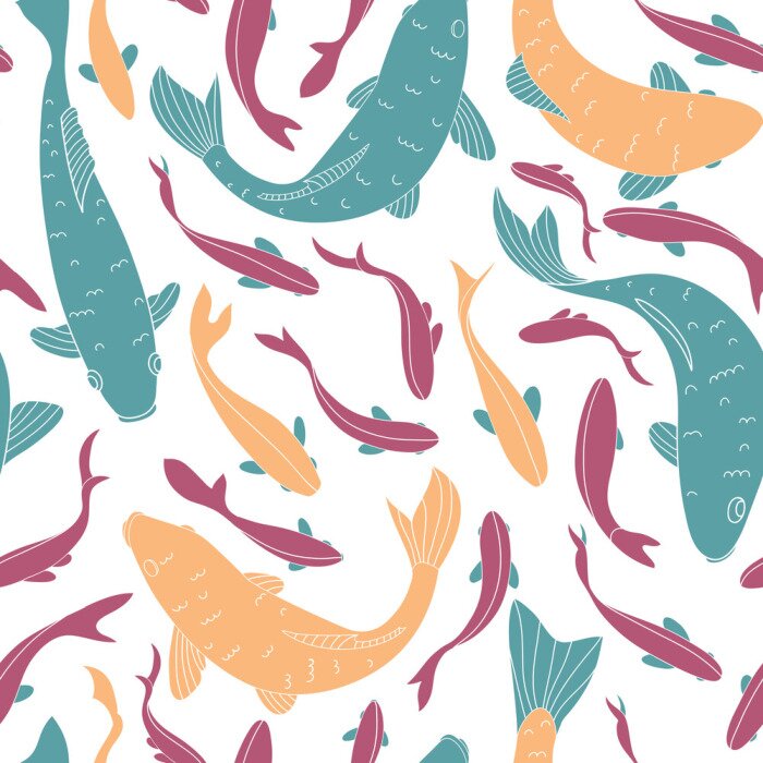 Papier peint à motif  Poissons colorés dans l'eau claire