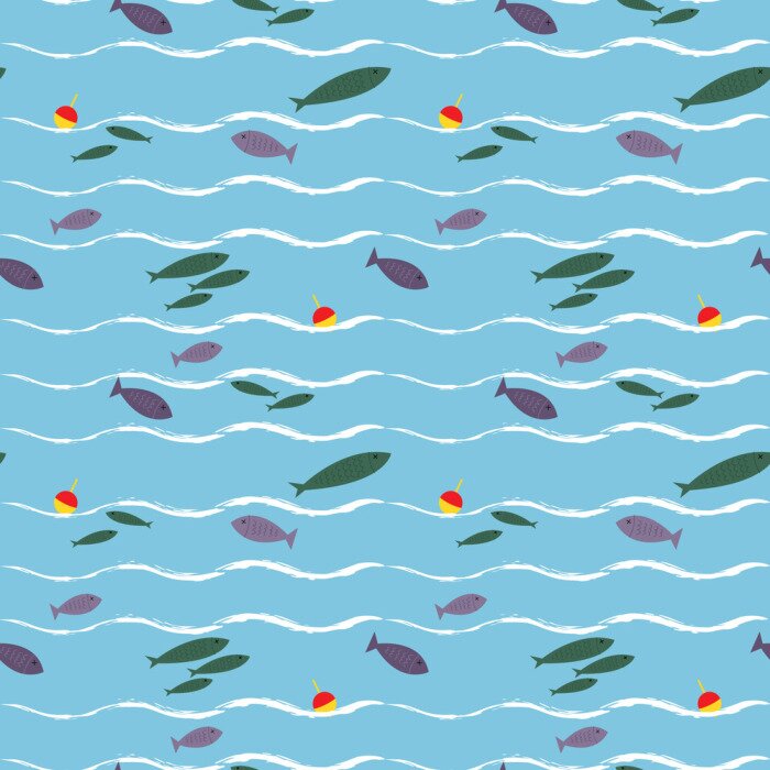 Papier peint à motif  Poissons d'eau et flotteurs