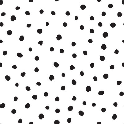 Papier peint à motif  Polka dot hand drawn seamless background. Polkadot snowflakr black irregular point motif