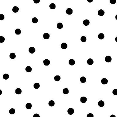 Papier peint à motif  Polka dot seamless pattern in hand draw style. Vector spot texture with black point isolated on white background. Grunge effect