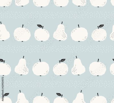 Papier peint à motif  Pommes et poires blanches