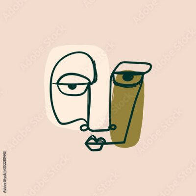 Papier peint à motif  Portrait minimaliste cubiste