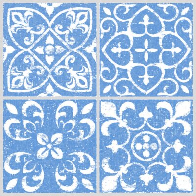 Papier peint à motif  Poterie bleue