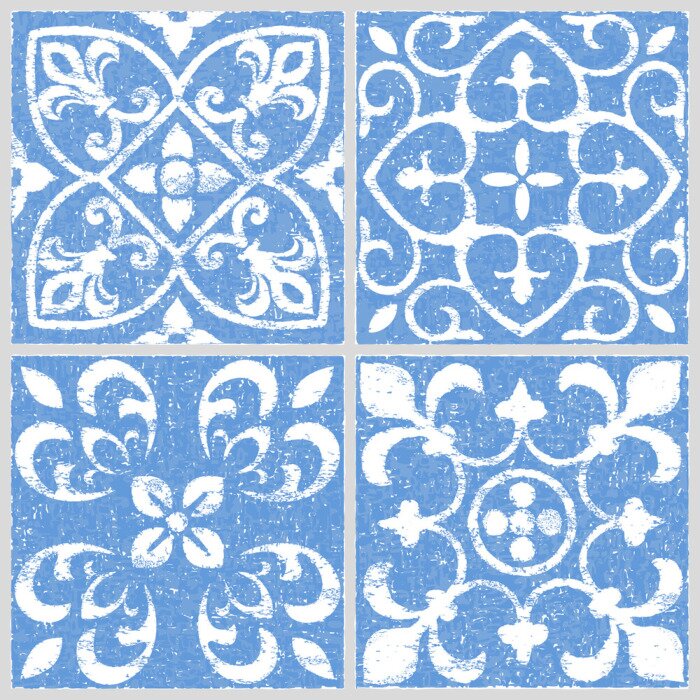 Papier peint à motif  Poterie bleue