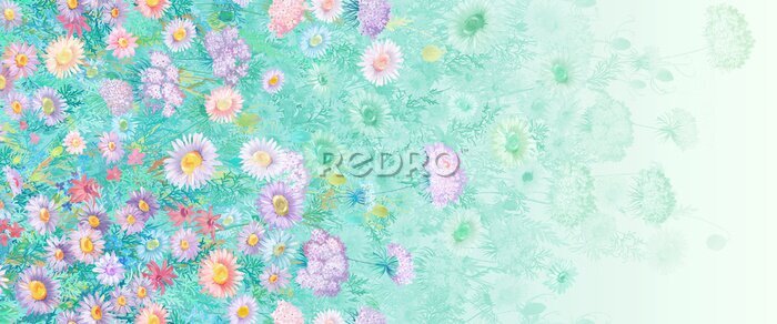 Papier peint à motif  Prairie fleurie au printemps