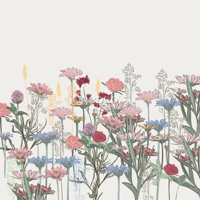 Papier peint à motif  Prairie vintage