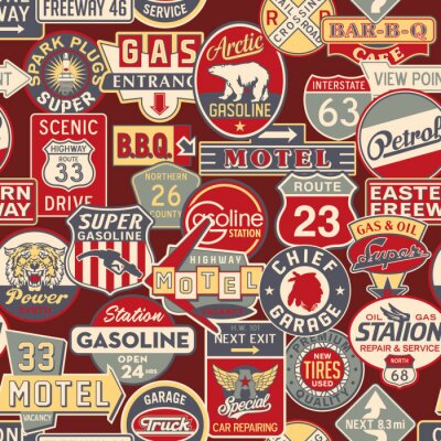 Papier peint à motif  Publicité et panneaux de signalisation - vecteur seamless