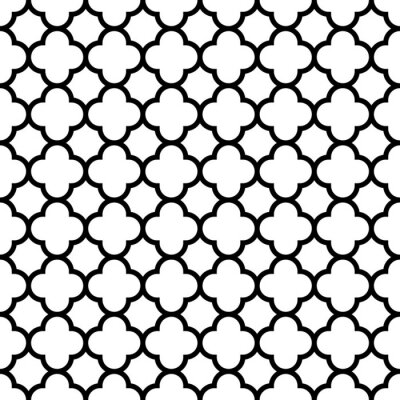 Papier peint à motif  Quatrefoil seamless pattern background en noir et blanc. Conception décorative abstraite vintage et rétro. Illustration vectorielle simple et simple.