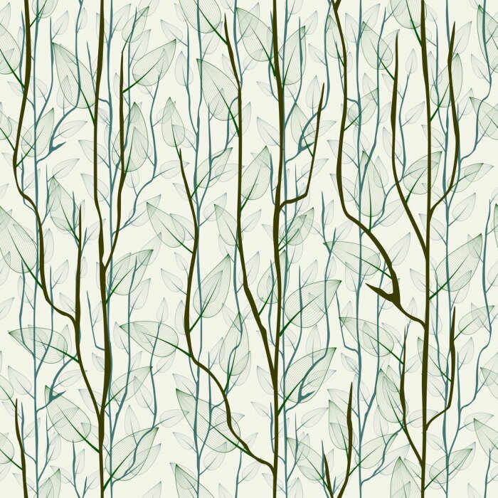 Papier peint à motif  Rameaux de bouleau délicats