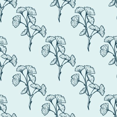 Papier peint à motif  Rameaux de Ginkgo biloba