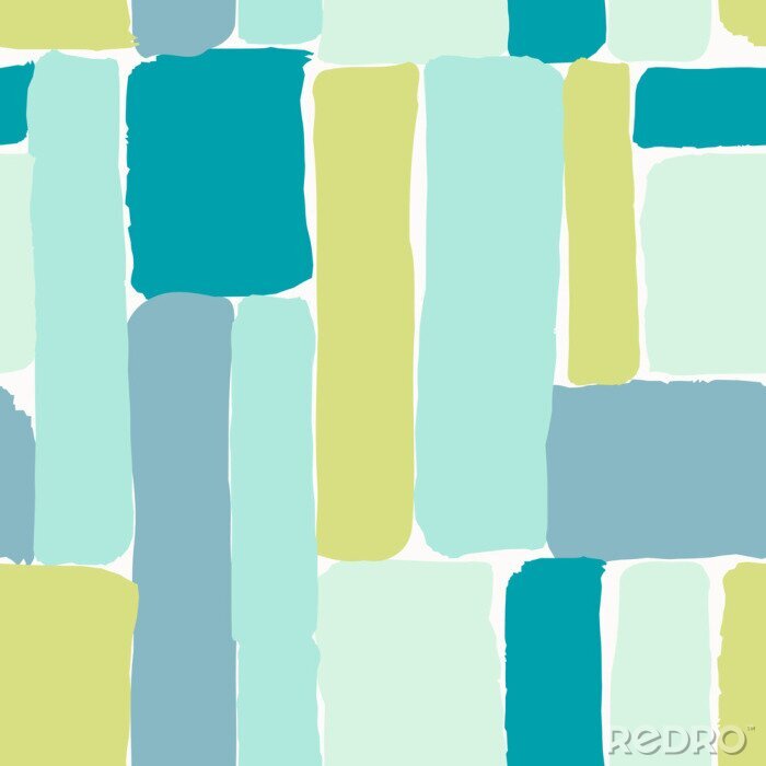 Papier peint à motif  Rayures aquarellées dans des tons de bleu et de vert