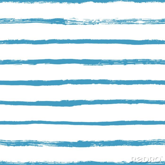 Papier peint à motif  Rayures peintes en bleu sur fond blanc