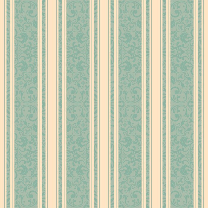 Papier peint à motif  Rayures vertes vintage shabby chic