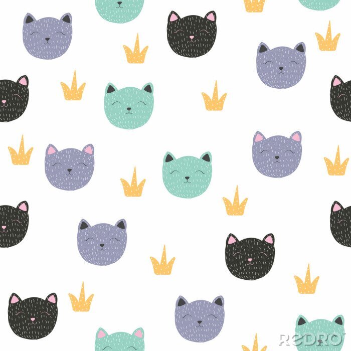 Papier peint à motif  Représentation graphique de chats