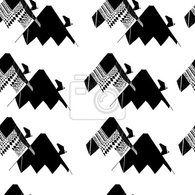 Papier peint à motif  Représentation graphique noire des montagnes