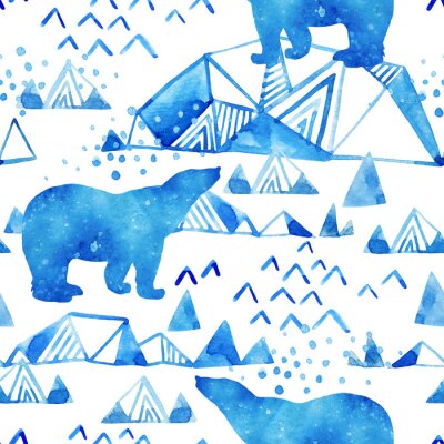 Papier peint à motif  Résumé aquarelle arctique hiver fond.