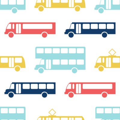 Papier peint à motif  Retro, autobus, seamless, modèle