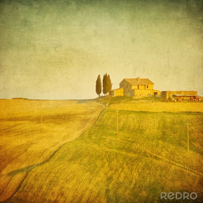 Papier peint à motif  Rétro paysage de Toscane