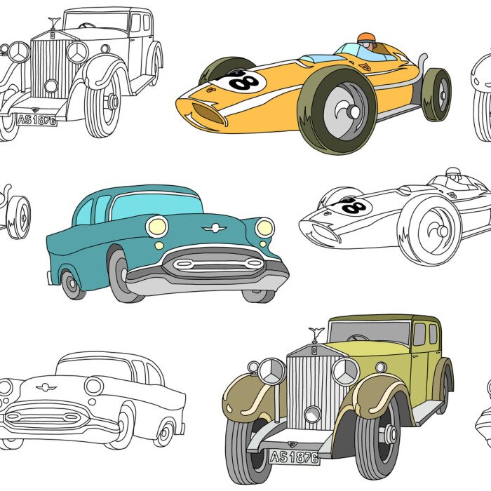 Papier peint à motif  Retro transport pattern seamless design illustration