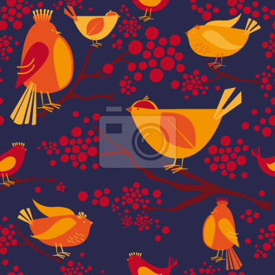 Papier peint à motif  Réunion d'oiseaux