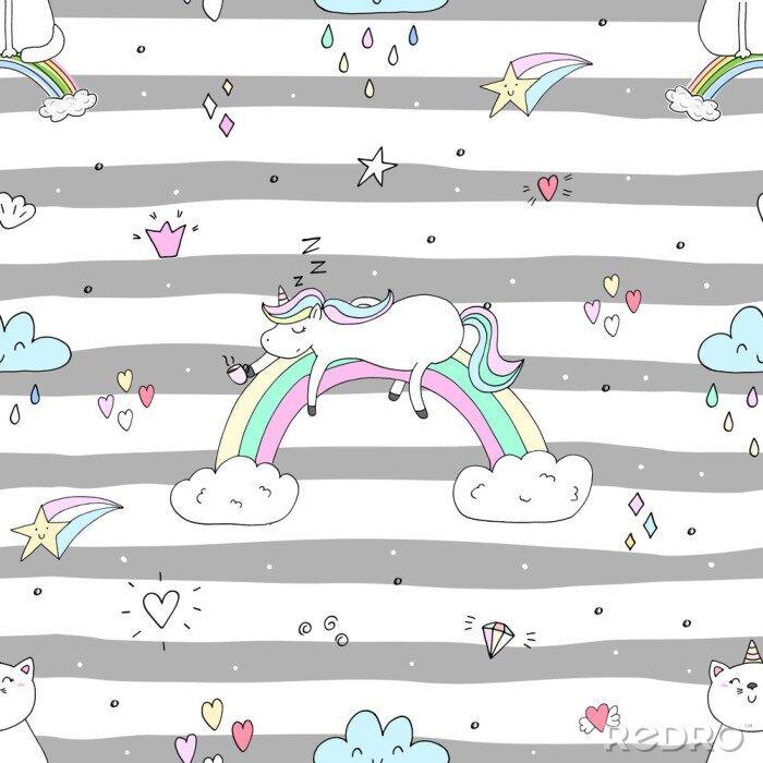 Papier peint à motif  Rêves et arc-en-ciel