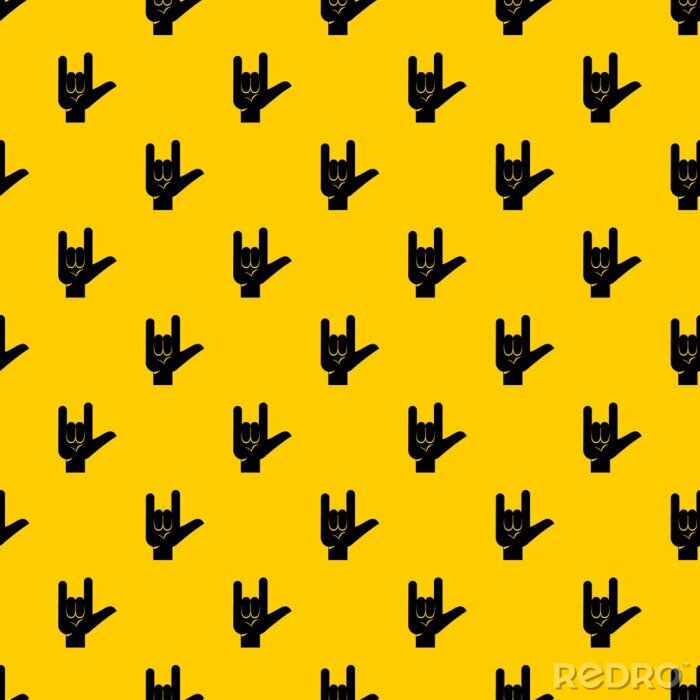 Papier peint à motif  Rock gesture pattern seamless vector repeat geometric yellow for any design