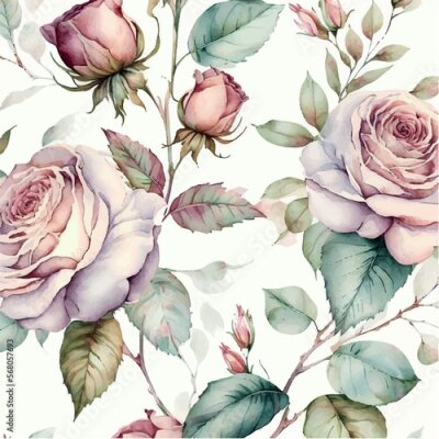 Papier peint à motif  Roses d'une couleur délicate