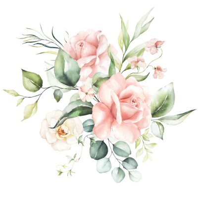 Roses du matin dans un bouquet rustique