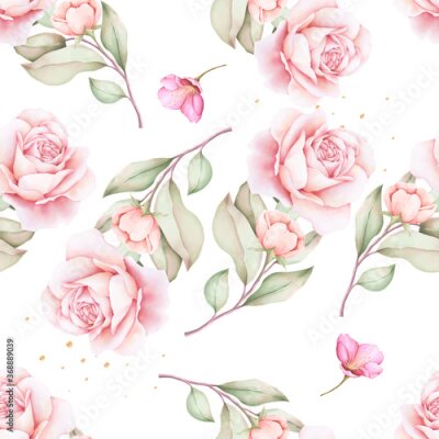 Papier peint à motif  Roses romantiques dans le vent