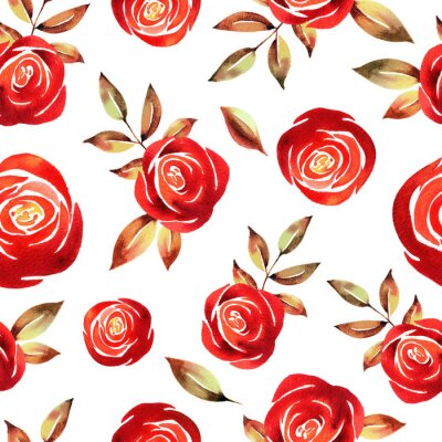 Papier peint à motif  Roses romantiques rouges