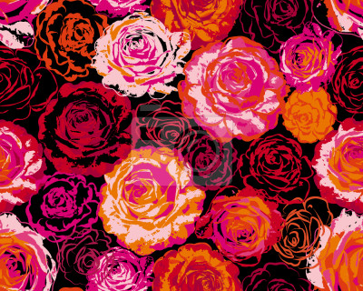 Papier peint à motif  Roses sur fond noir diff?rentes couleurs
