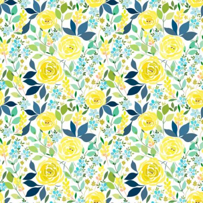 Papier peint à motif  Roses th? accompagn?es de myosotis