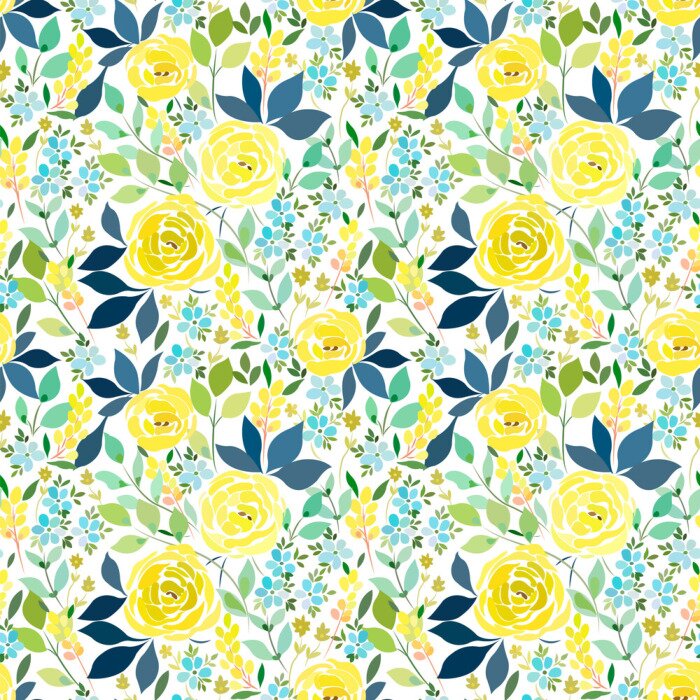 Papier peint à motif  Roses th? accompagn?es de myosotis