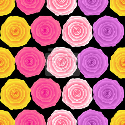 Papier peint à motif  Roses th? graphique rose et violet