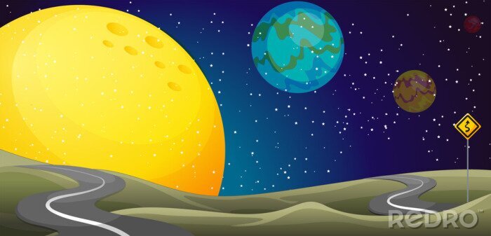 Papier peint à motif  Route sur une planète dans l'espace