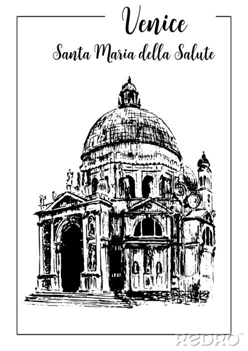 Papier peint à motif  Santa Maria della Salute.Venice. Croquis de vecteur