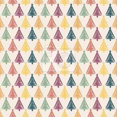 Papier peint à motif  Sapin de Noël dessiné sur fond pastel