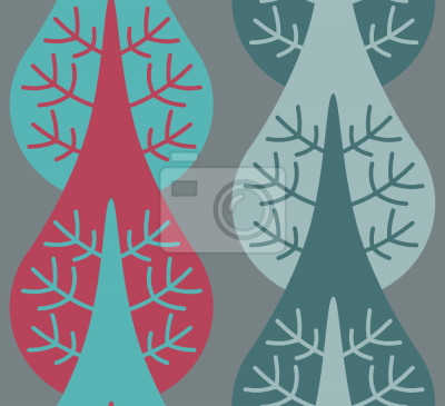 Papier peint à motif  Sapins aux couleurs froides