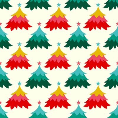 Papier peint à motif  Sapins de Noël colorés