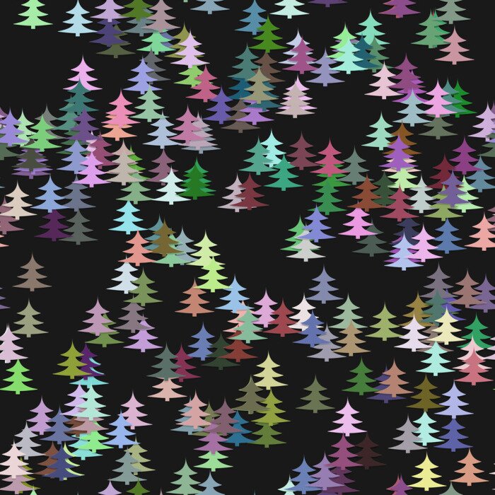 Papier peint à motif  Sapins de Noël colorés sur fond noir