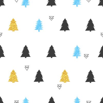 Papier peint à motif  Sapins de Noël de différentes couleurs