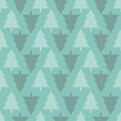 Papier peint à motif  Sapins de Noël délicats bleus