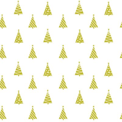 Papier peint à motif  Sapins de Noël dorés géométriques