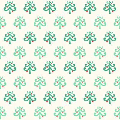 Papier peint à motif  Sapins de Noël sur fond beige