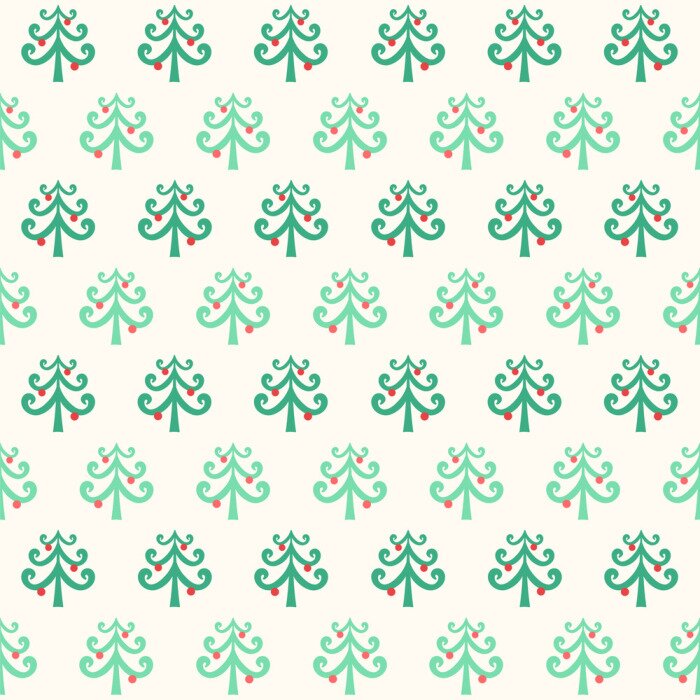 Papier peint à motif  Sapins de Noël sur fond beige