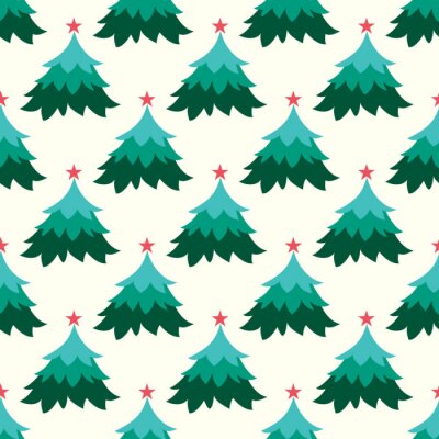 Papier peint à motif  Sapins de Noël sur fond clair