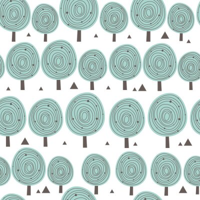 Papier peint à motif  Scandinavie, seamless, modèle, silhouettes, Arbres, triangulaire, formes Et teinté bleu pour la conception - fond