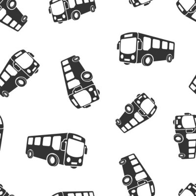 Papier peint à motif  School bus icon seamless pattern background. Autobus vector illustration on white isolated background. Coach transport business concept.