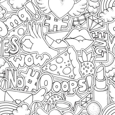 Papier peint à motif  Seamles modèle avec des badges patch de mode