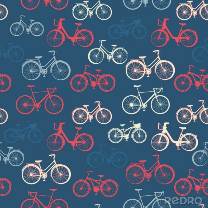 Papier peint à motif  Seamless avec des vélos d'époque